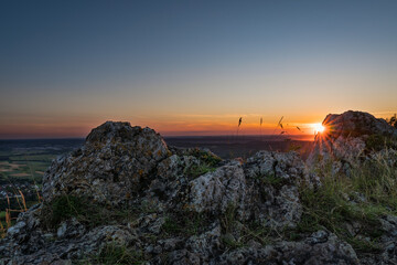 Sunset on mountain Walberla in Franconian Switzerland