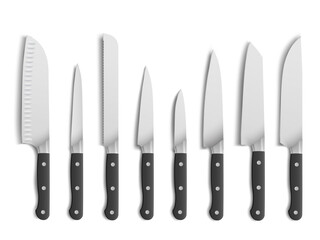 Kitchen knives set, butcher equipment and cooking tool