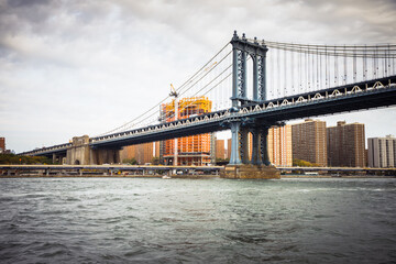 View to blue colored bridge