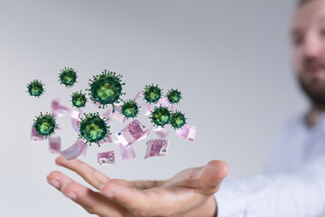 Financial stock graph has down from virus corona outbreak..