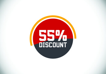 55% off discount promotion sale Brilliant poster. Sale and discount labels. Price off tag icon. special offer