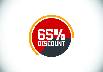 65% off discount promotion sale Brilliant poster. Sale and discount labels. Price off tag icon. special offer