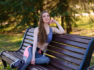 A close up of attractive young woman running