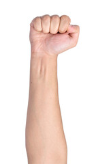 hand punch isolated on white background, alpha male.