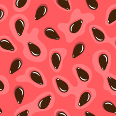 Summer colorful seamless pattern with bright, juicy watermelon pulp. Vector illustration.