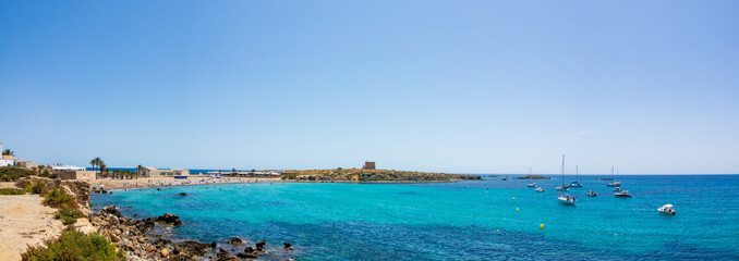 Island of Tabarca in Spain. Crystal-clear turquoise water. Province of Alicante. Spain
