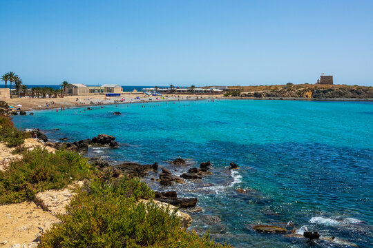 Island of Tabarca in Spain. Crystal-clear turquoise water. Province of Alicante. Spain