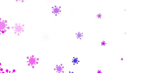 Fototapeta na wymiar Light pink, blue vector pattern with coronavirus elements.