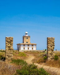Fototapeta na wymiar Lighthouse of Tabarca built in 1857. It is in the province of Alicante, Spain.