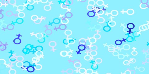 Fototapeta na wymiar Light Pink, Blue vector texture with women's rights symbols.