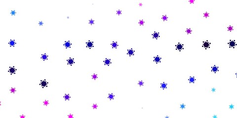 Light pink, blue vector pattern with coronavirus elements.