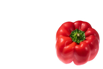 red bell pepper on white background with space for text