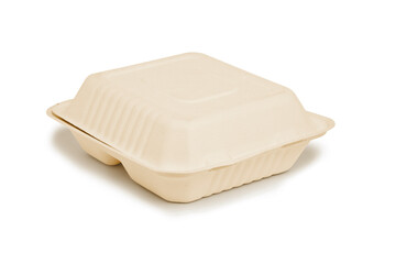 natural plant fiber food box on white background