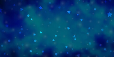 Dark BLUE vector background with colorful stars. Decorative illustration with stars on abstract template. Design for your business promotion.