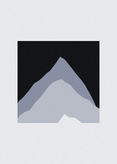 Celadon color Mountains rocks silhouette art logo design illustration