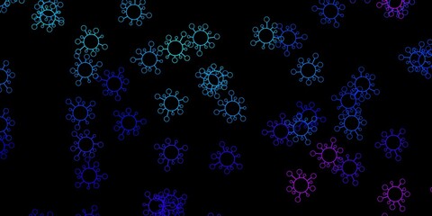 Dark pink, blue vector texture with disease symbols.