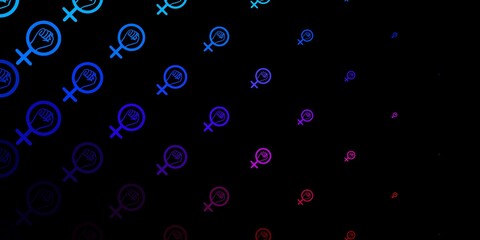Dark Blue, Red vector backdrop with woman's power symbols.