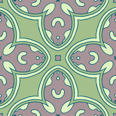 Seamless vector damask pattern. Classic background. Gray and green tint.