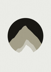 Fern Green color Mountains rocks silhouette art logo design illustration