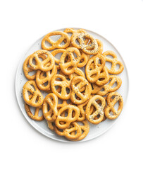 Crispy salted pretzels.