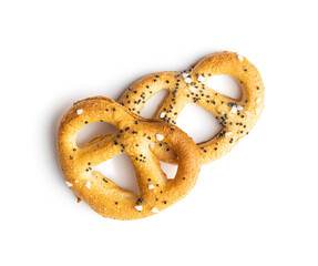 Crispy salted pretzels.