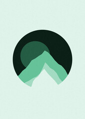 Peacoat color Mountains rocks silhouette art logo design illustration