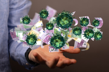 Financial stock graph has down from virus corona outbreak..