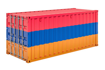 Cargo container with Armenian flag, 3d rendering