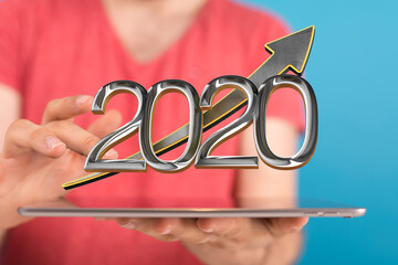business year 2020 up goals and success illustration