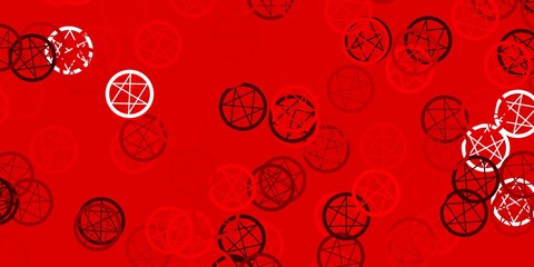 Fototapeta premium Light Red vector background with occult symbols.