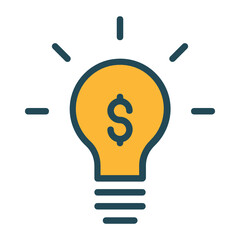 Bulb icon for money making idea 