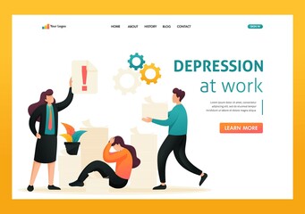 Stressful situation at work, deadline for reporting in accounting. Flat 2D character. Landing page concepts and web design