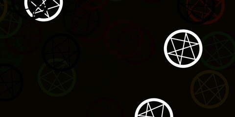 Light Green, Red vector background with occult symbols.