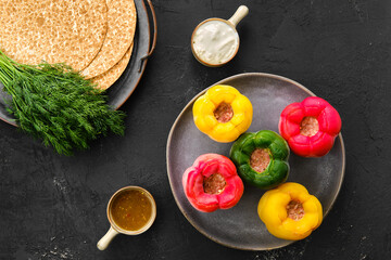 Bell pepper stuffed with meat and rice