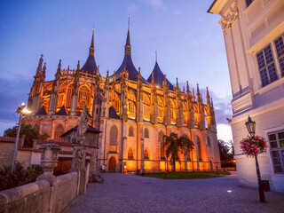 Fototapeta premium Kutna Gora Czech Republic St. Barbara Cathedral, night view