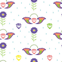 Pattern with flowers. Ethnic tatar ornament.