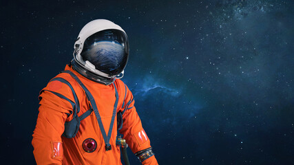 Astronaut in the outer space with stars and galaxies. Abstract wallpaper. Spaceman. Elements of...
