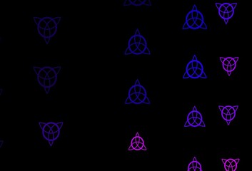 Dark Purple, Pink vector backdrop with mystery symbols.