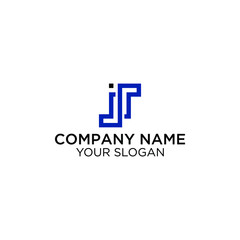 initial letter JT logotype company name colored blue and grey swoosh design. vector logo for business and company identity.