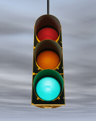 traffic signal in gray sky