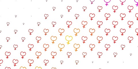 Light Red vector backdrop with woman's power symbols.