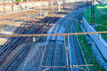 View on a many railroad tracks and junctions