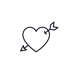 Heart with arrow line icon, Vector isolated simple love illustration