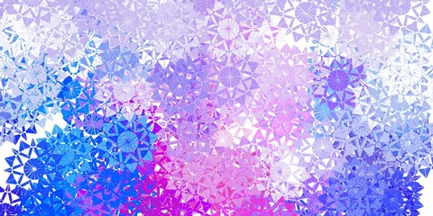 Light blue, red vector pattern with colored snowflakes.