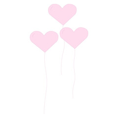 Pink heart shape balloons vector icon. Three balloons for valentines day and postcards. Filled sign for mobile concept and web design. Heart shape romantic symbol for celebration, holiday, kids birth