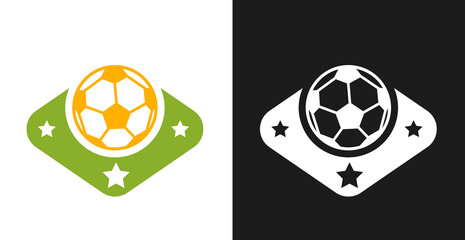 Logo, badge or label for football sport. Design templates emblem for soccer match, tournament, championship. Minimalistic vector illustration.