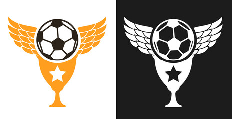 Logo, badge or label for football sport. Design templates emblem for soccer match, tournament, championship. Minimalistic vector illustration.