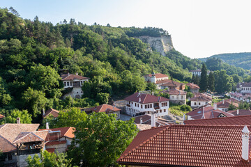 street and old houses in historical town of Melnik, Bulgaria