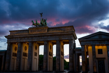 brandenburg gate berlin germany during sunset