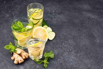 Set of various healthy detox water